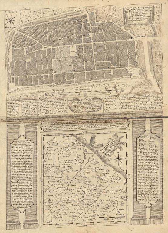 Onofrio Gramignani. Pianta della città di Fano e cartina del territorio diocesano fanese