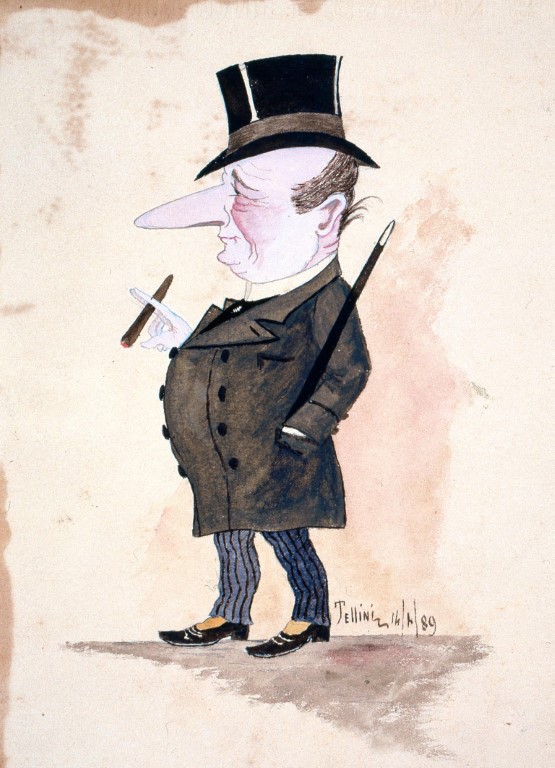 Achille Tellini. Caricatura di Cesare Rossi - Biblioteca Federiciana di Fano