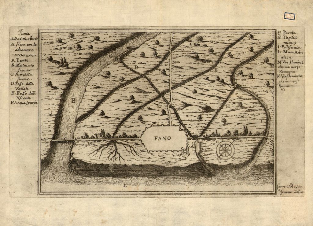 Cornelis Meijer. Pianta del territorio di Fano. - Biblioteca Federiciana di Fano
