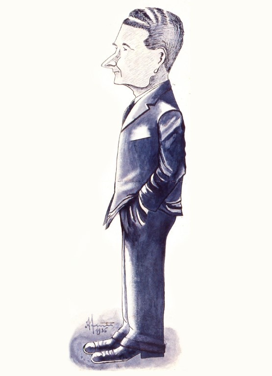 Alfredo Fortuna. Caricatura di Fabio Tombari - Biblioteca Federiciana di Fano